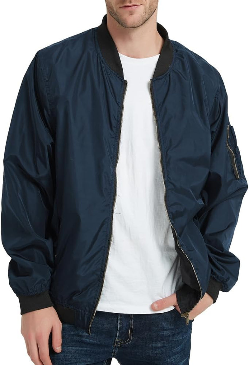 Mens Bomber Jacket Slim Fit Casual Windproof Lightweight Jackets