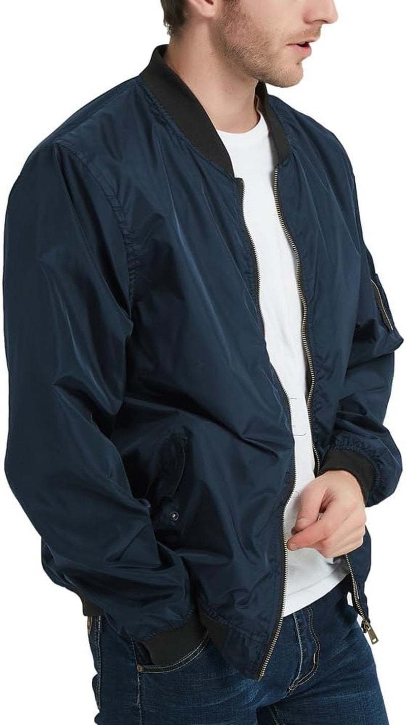Mens Bomber Jacket Slim Fit Casual Windproof Lightweight Jackets